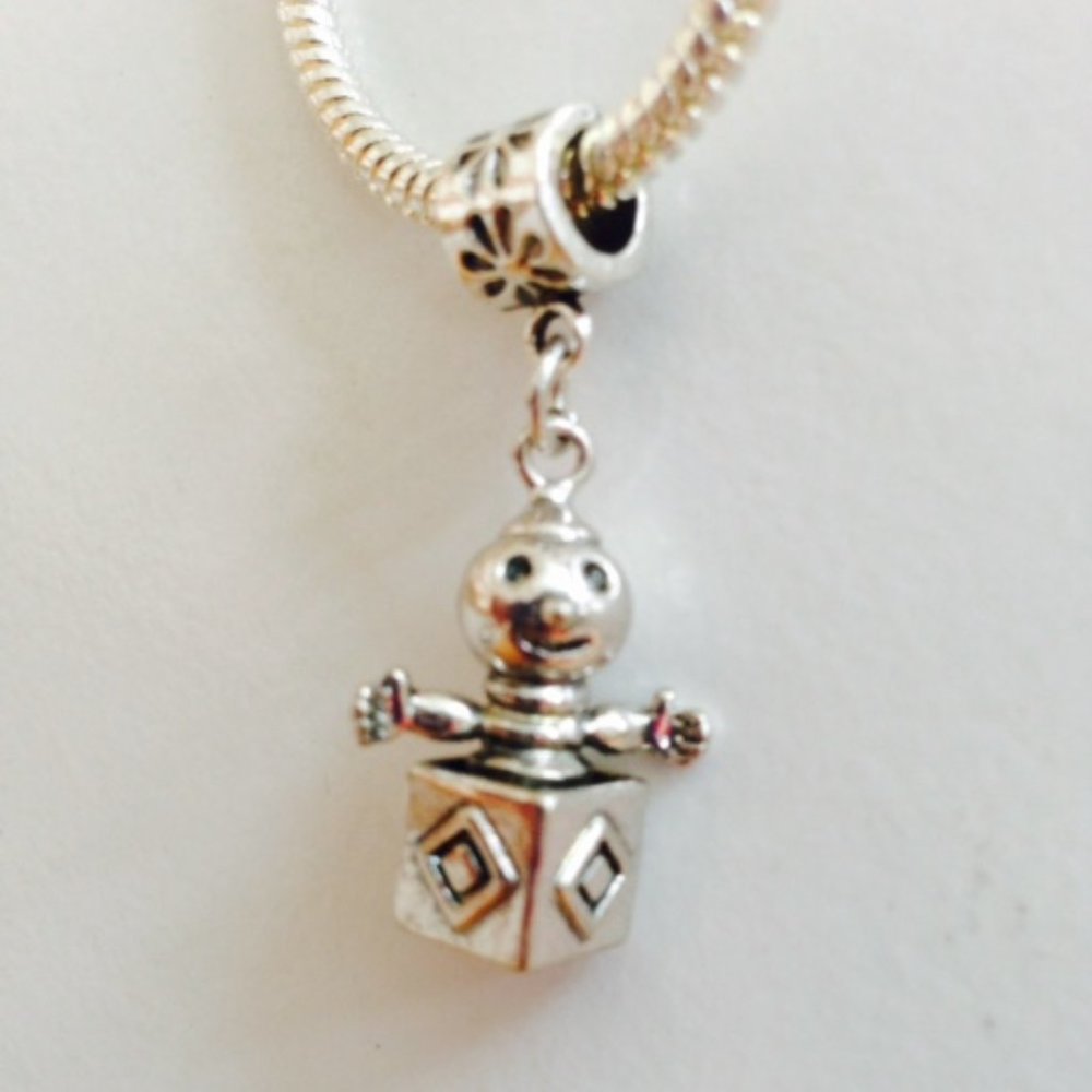 “JACK in the BOX” Sterling Silver Plated Dangling Charm For Euro Style Bracelets